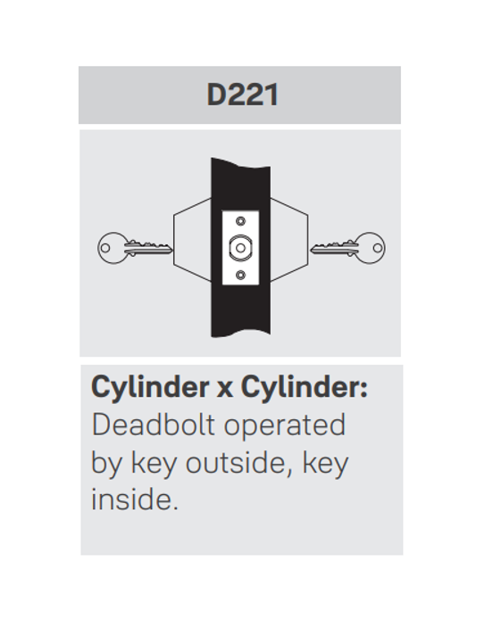 Yale D221 Double Cylinder Deadbolt, 2-3/8" Backset