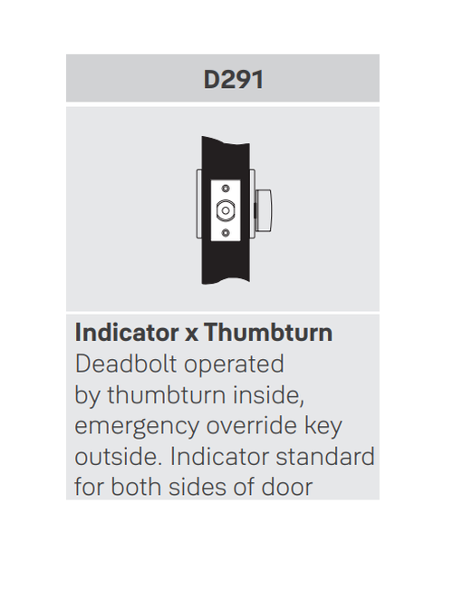 Accentra (Yale) D291 Indicator x Thumbturn Deadbolt, 2-3/8" Backset