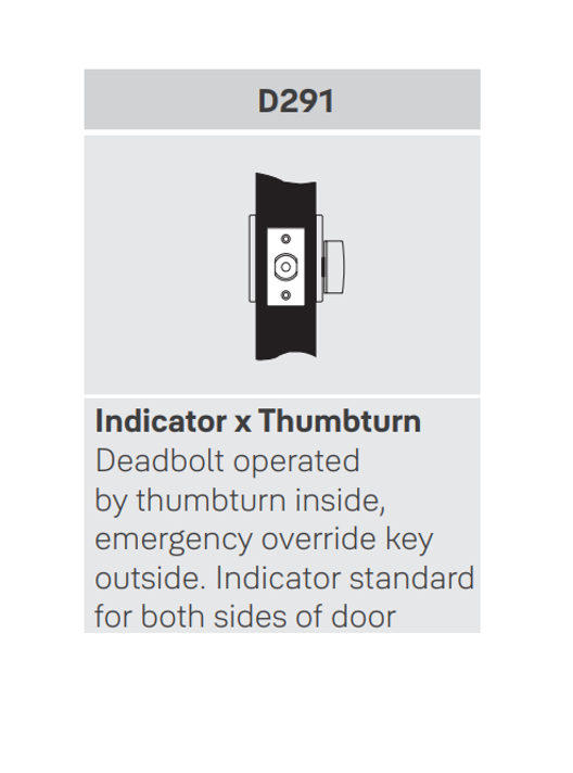 Yale D291 Indicator x Thumbturn Deadbolt, 2-3/8" Backset