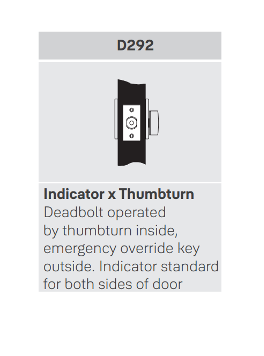 Yale D292 Indicator x Thumbturn Deadbolt, 2-3/4" Backset