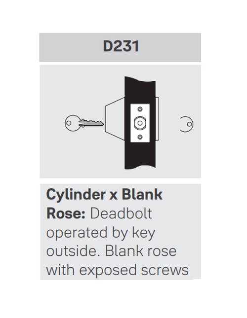 Accentra (Yale) B-D231 Cylinder x Blank Rose Deadbolt, Accepts SFIC, 2-3/8" Backset