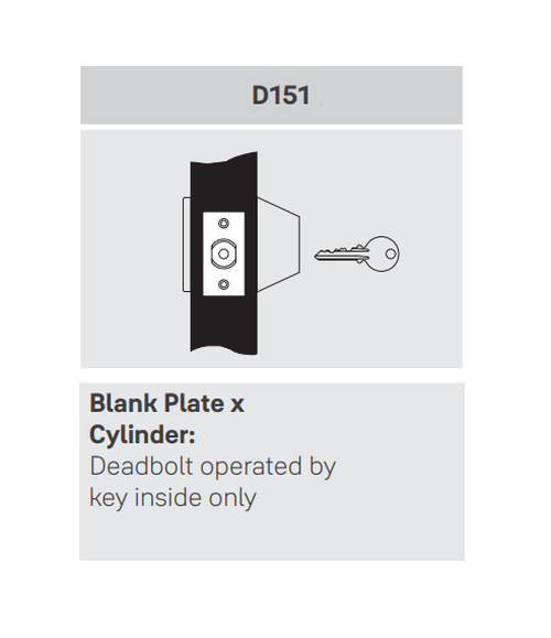 Accentra (Yale) D151 Blank Plate x Cylinder Deadbolt, 2-3/8" Backset