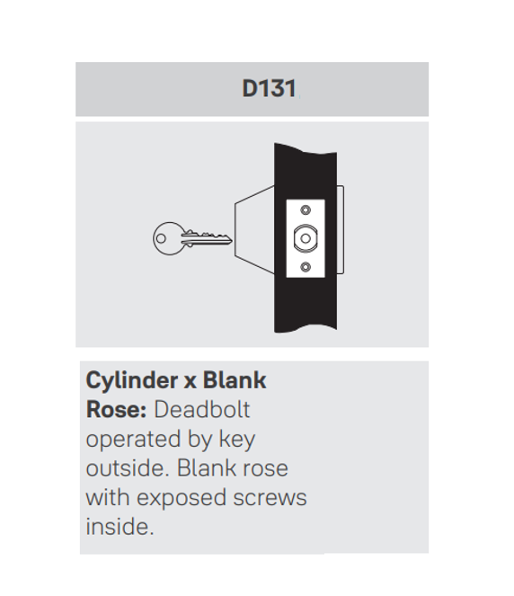 Yale B-D131 Cylinder x Blank Rose Deadbolt, Accepts SFIC, 2-3/8" Backset
