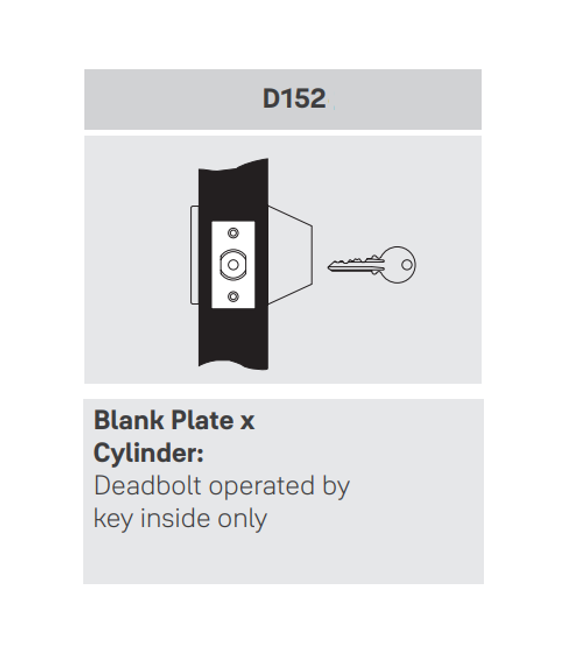 Yale D152 x 1210 ICLC Blank Plate x Cylinder Deadbolt, Accepts 6-Pin LFIC, 2-3/4" Backset