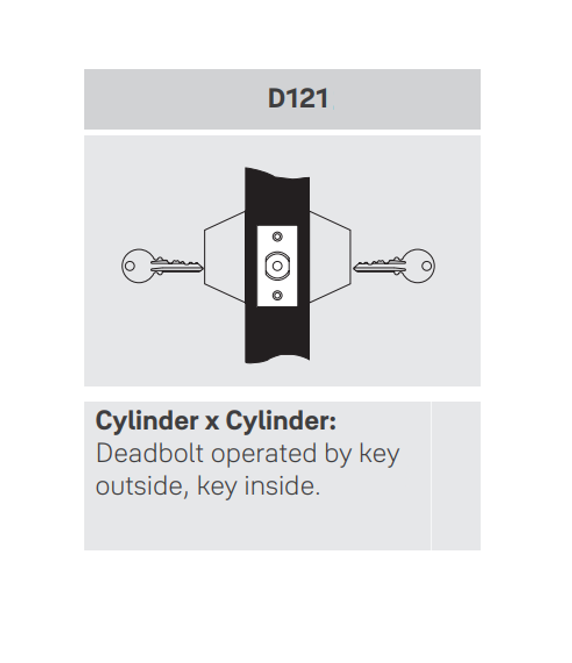 Yale D121 x 2808-C Double Cylinder Deadbolt, Schlage C Keyway, 2-3/8" Backset