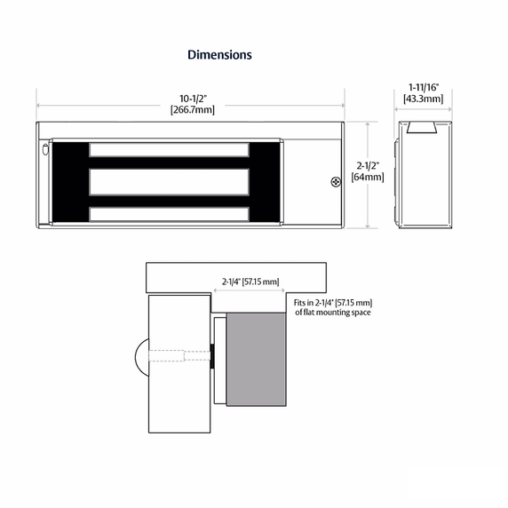 Securitron M38D Magnalock w/ 600 lbs Holding Force, Bracket Mount, Door Position Switch