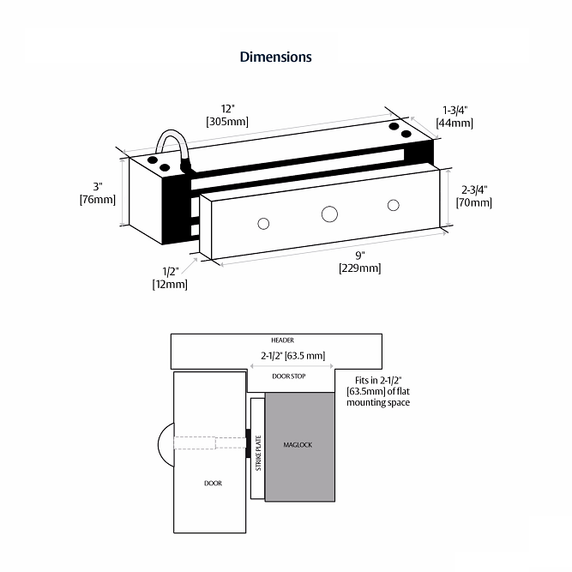 Securitron M82G Magnalock w/ 1800 lbs Holding Force, Gate Conduit, Standard Strike