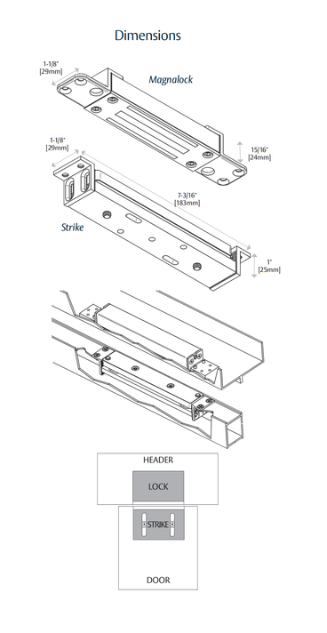 Securitron SAM2-24 Shear Aligning Magnalock w/ 600 lbs Holding Force, 24VDC, No Monitoring