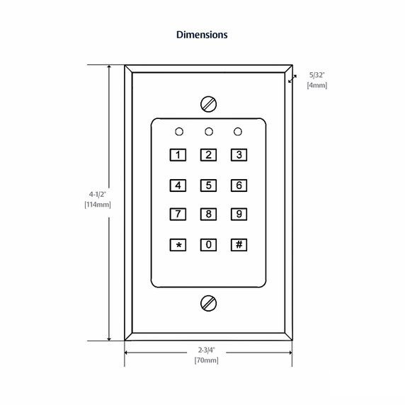 Securitron DK-12 Digital Keypad System with Illuminated Keys, Single Gang