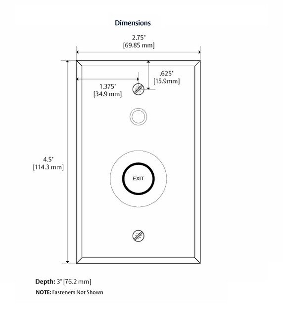 Securitron PBA 1-1/2" Round Illuminated "Exit" Pushbutton, Alternate Action, Single Gang