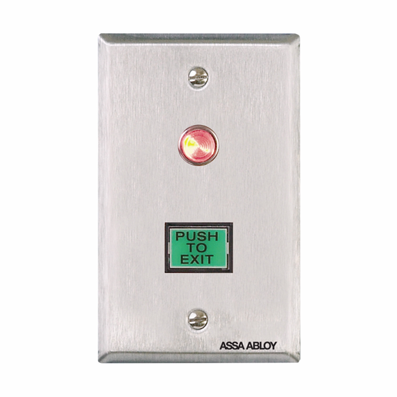 Securitron PB3 1" x 3/4" Illuminated "Push to Exit" Button, Momentary Contact, Single Gang