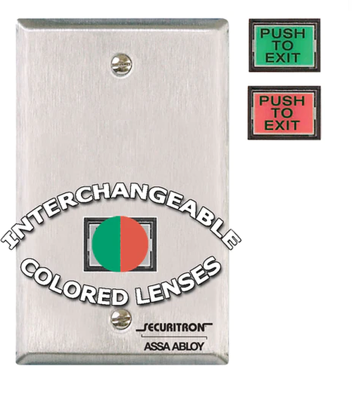 Securitron PB3E 1" x 3/4" Non-Illuminated "Push to Exit" Button, Momentary Contact, Single Gang