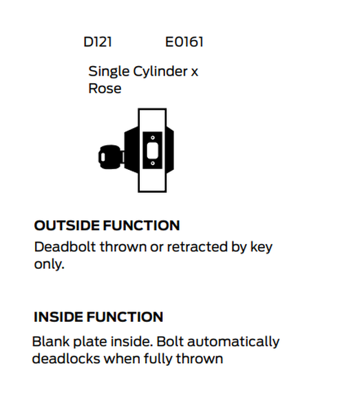 Falcon D121B Single Cylinder x Rose Deadbolt, Accepts SFIC
