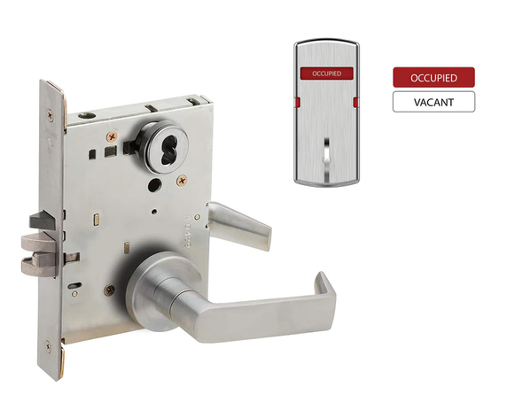 Schlage L9056B 06A L283-712 Entrance Office w/ Auto Unlocking Mortise Lock, Interior Vacant/Occupied Indicator