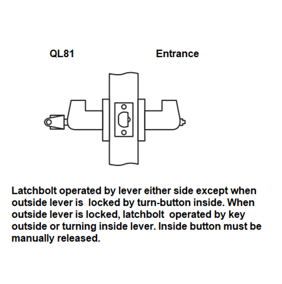 Arrow QL81-SR Grade 1 Entrance Cylindrical Lever Lock