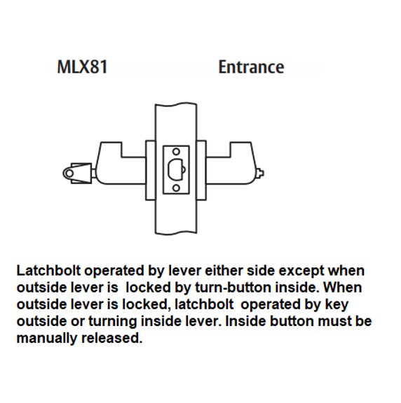 Arrow MLX81-SR Grade 2 Entrance Cylindrical Lever Lock w/ Sierra Lever Style