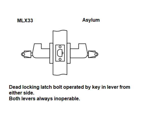 Arrow MLX33-SR Grade 2 Asylum Cylindrical Lever Lock w/ Rigid Sierra Lever Style