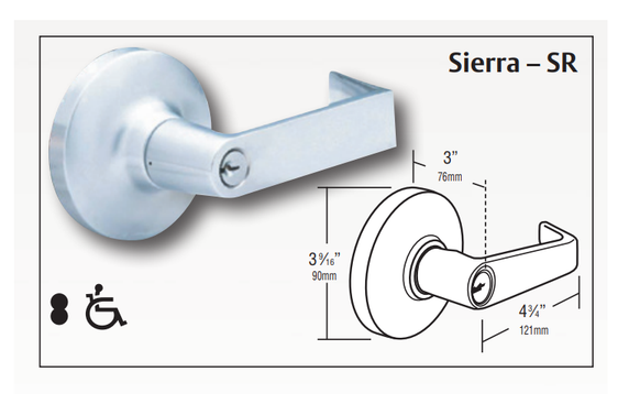 Arrow GL87-SR Grade 1 Classroom Cylindrical Lever Lock w/ Sierra Lever Style