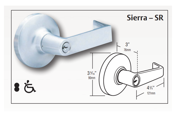 Arrow GL97-SR Grade 1 Classroom Security Cylindrical Lever Lock w/ Sierra Lever Style