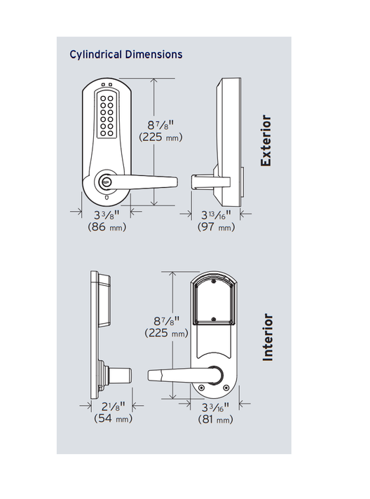 Dormakaba E-Plex E5231 Electronic Pushbutton Cylindrical Lock w/ 2-3/4" Backset