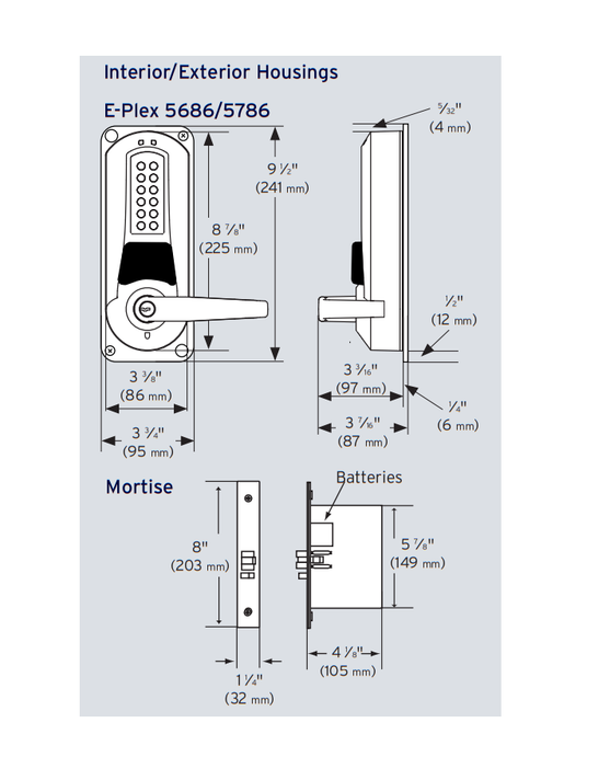 Dormakaba E-Plex E5786 Electronic Pushbutton Entry/Egress Mortise Prox Lock