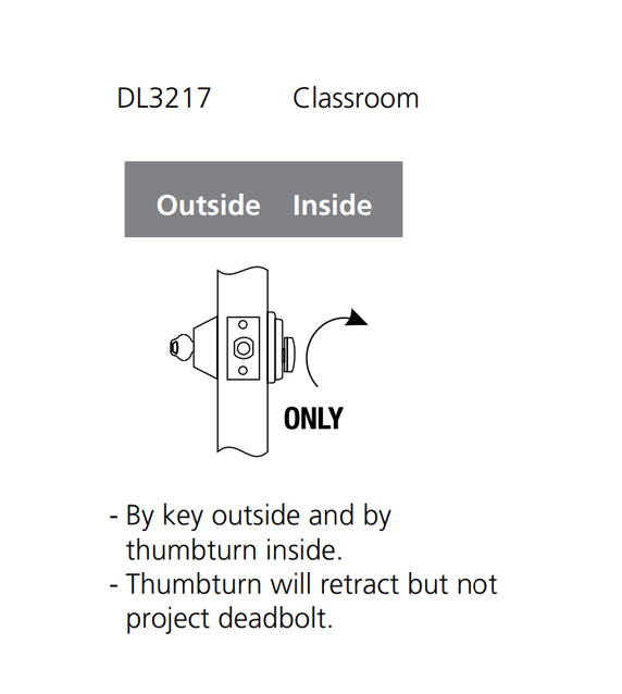 Corbin Russwin DL3217 Grade 1 Classroom Cylindrical Deadlock
