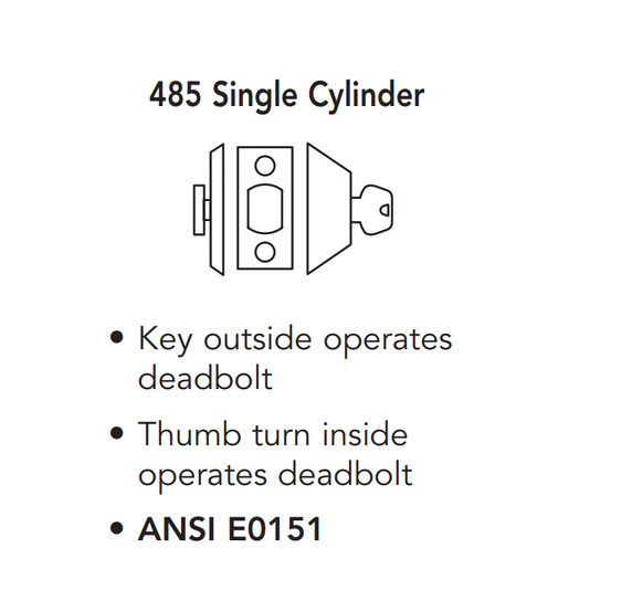 Sargent 485 Grade 1 Single Cylinder x Thumbturn Deadbolt