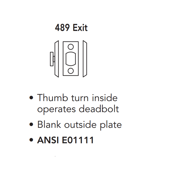 Sargent 489 Grade 1 Thumbturn x Blank Plate Deadbolt