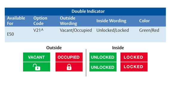 Arrow E50 Grade 2 Occupancy Indicator Deadbolt, Red/Green