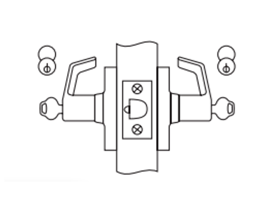 Corbin Russwin CL3132 NZD 618 LC Grade 1 Institutional/Utility Conventional Less Cylinder Cylindrical Lever Lock Bright Nickel Finish