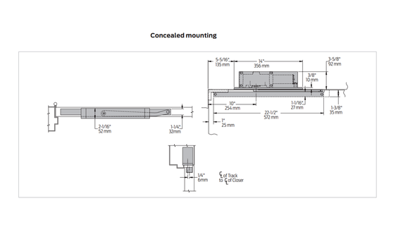 LCN 2014-STD Concealed Standard Track Door Closer, In Frame, Size 4