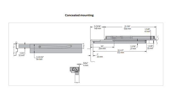 LCN 2032-BUMPER Concealed Standard Track Door Closer w/ Bumper, In Tube, Size 2