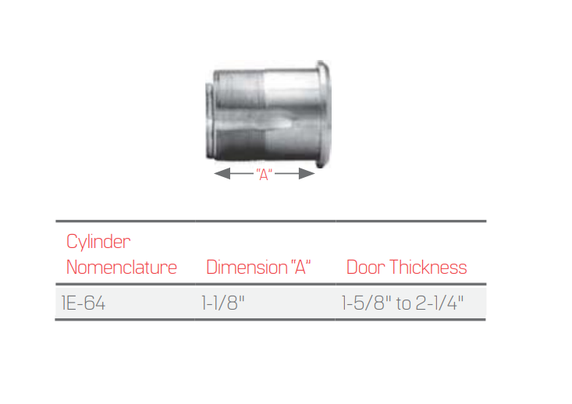 BEST 1E64-C127RP2 1-1/8" Mortise Cylinder, SFIC Housing, 6-pin w/ C127 Cam