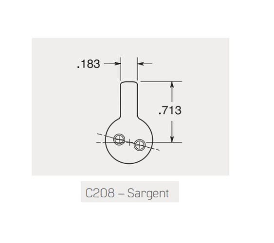 BEST 1E64-C208RP2 1-1/8" Mortise Cylinder, SFIC Housing, 6-pin w/ C208 Cam