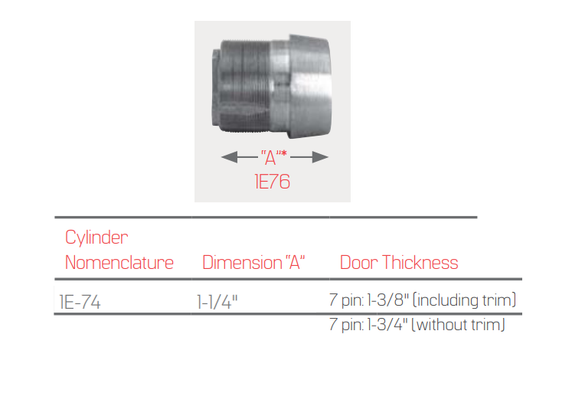 BEST 1E76-C181RP1 1-1/4" Tapered Mortise Cylinder, SFIC Housing, 7-pin w/ C181 Cam