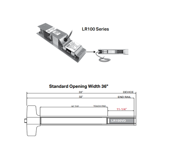 SDC LR100FAK QuietDuo Retrofit Electric Latch Retraction/Dogging Kit for Falcon Dor-O-Matic 1790 and 1690 Series, 36" Opening