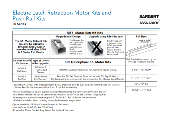 Sargent M56A Electric Latch Retraction Motor Kit