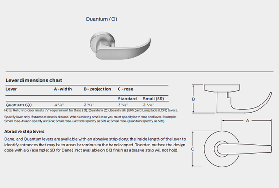 Falcon W561CP6D Q Classroom Cylindrical Lever Lock w/ Schlage C Keyway, Quantum Style