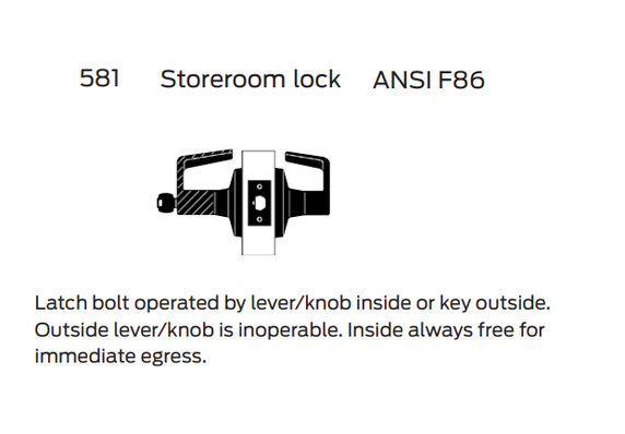 Falcon W581CP6D Q Storeroom Cylindrical Lever Lock w/ Schlage C Keyway, Quantum Style