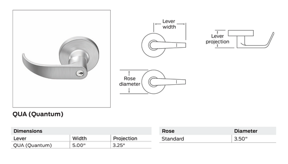 Falcon TM501J QUA Entry Lever Lock, w/ Schlage FSIC Prep, Quantum Style