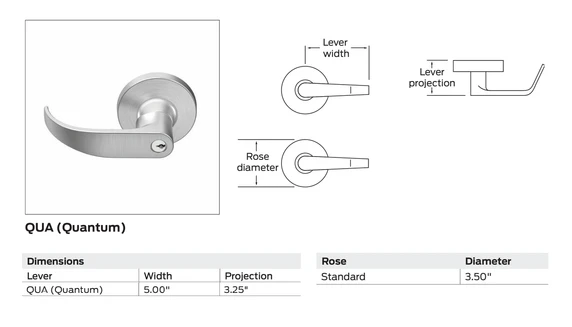 Falcon TM511J QUA Entry/Office Lever Lock, w/ Schlage FSIC Prep, Quantum Style