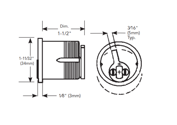 Sargent 44 1-1/2" 6-pin Mortise Cylinder