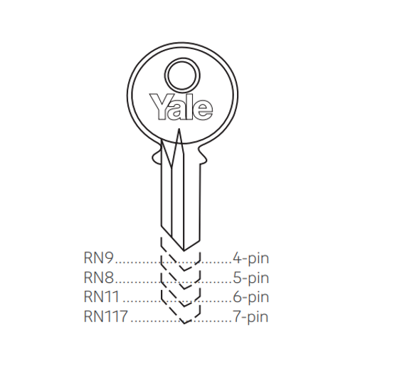 Yale RN11 6-Pin Key Blank