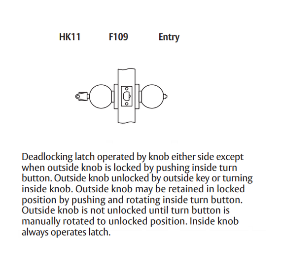 Arrow HK11-BB Entrance Cylindrical Knob Lock w/ Ball Knob