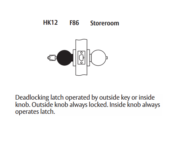 Arrow HK12-BB Storeroom Cylindrical Knob Lock w/ Ball Knob