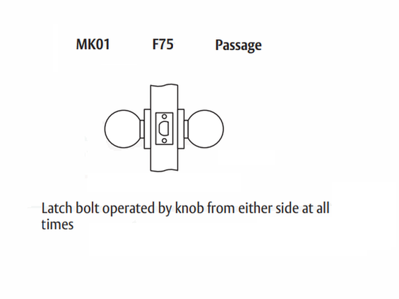 Arrow MK01-TA Grade 2 Passage Cylindrical Knob Lock w/ Tudor Knob