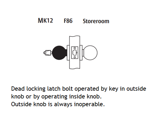 Arrow MK12-TA Grade 2 Storeroom Cylindrical Knob Lock w/ Tudor Knob