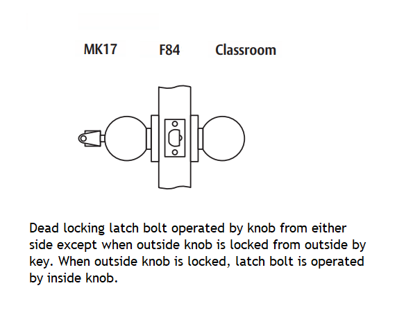 Arrow MK17-TA Grade 2 Classroom Cylindrical Knob Lock w/ Tudor Knob