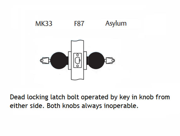 Arrow MK33-TA Grade 2 Asylum Cylindrical Knob Lock w/ Tudor Knob