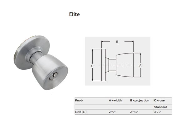 Falcon W511 ELI Grade 2 Entry/Office Cylindrical Knob Lock w/ Elite Knob Style